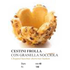 CESTINI FROLLA CON GRANELLA DI NOCCIOLA COSULETE ARTIZANALE CU DECOR DIN ALUNE DE PADURE D40MM 140 BUCATI PER CUTIE